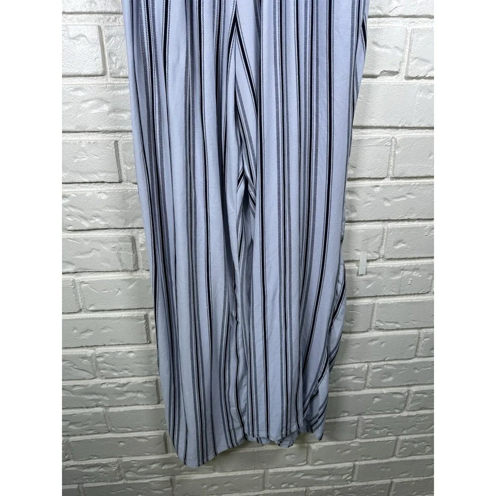 Justify L Smocked Off Shoulder Striped Jumpsuit Blue White Wide Leg Boho‎